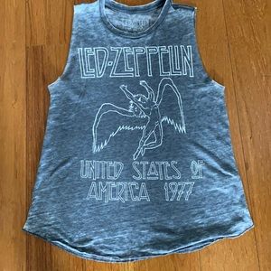 Led Zeppelin 1977 cut off gray Heather distress T